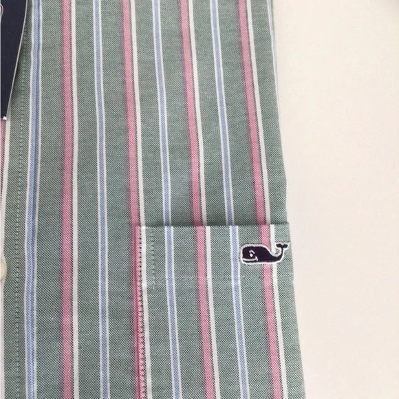 Vineyard Vines Stripe Oxford-Whale Logo Long Sleeve Shirt-NWT - Picture 6 of 10